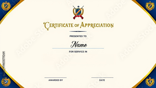 Editable certificate of appreciation for military service

