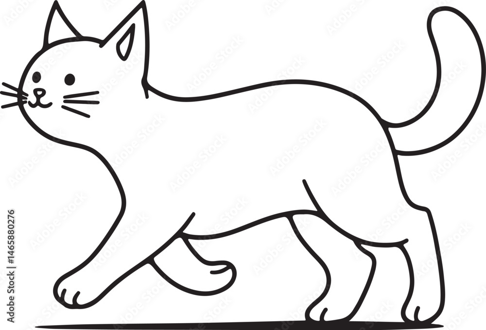 vector illustration of a walking cat. side profile, line art style vector illustration of a walking cat. side profile, line art style