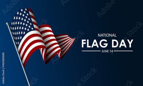 Flag Day In United States June 14 Background Vector Illustration