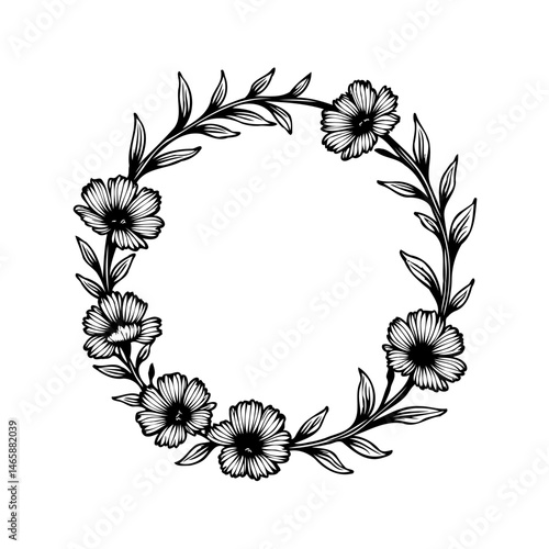 Elegant floral wreath illustration conveying minimalist charm and artistic design