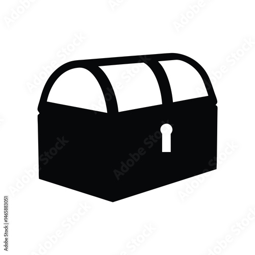 Stylized Illustration of a Black Treasure Chest with a Keyhole design