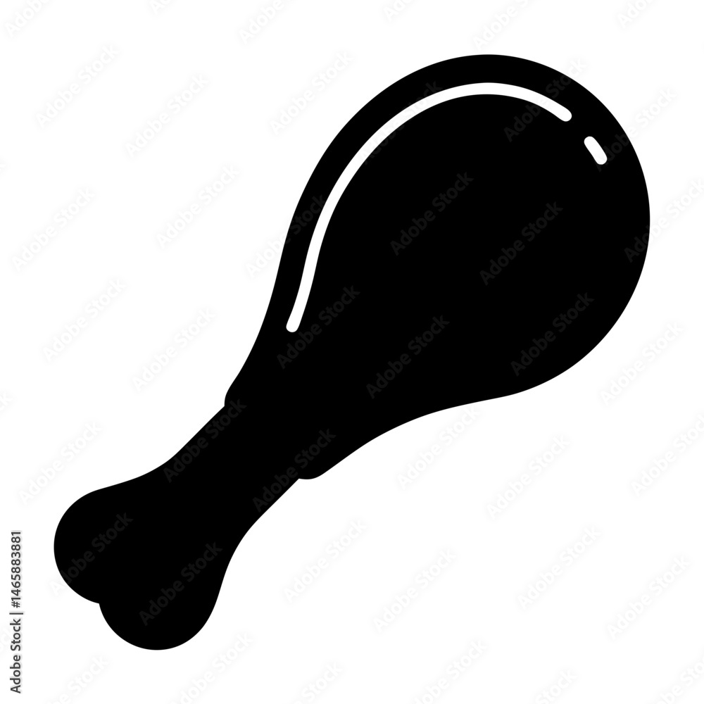 Obraz premium Silhouette of a delicious crispy fried chicken leg on a white background