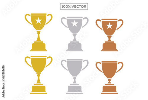 Trophy cup icon set in flat style. Victory cup vector. Trophy, Cup, Prize, Winner symbol template