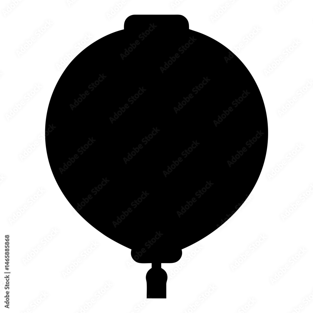 Obraz premium Simple black silhouette illustration of a decorative lantern with a tassel design