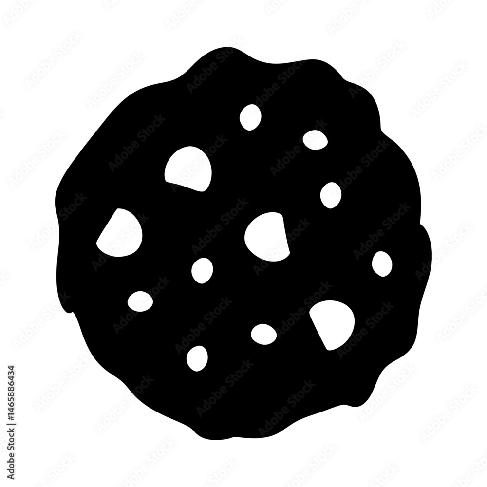 Fototapeta premium Simple Black and White Vector Illustration of a Chocolate Chip Cookie