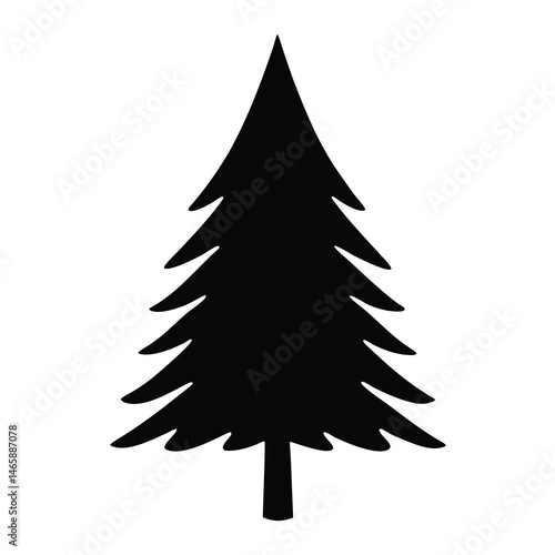 Simple Black Silhouette of a Christmas Tree with a Triangular Shape