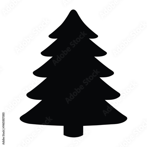 A silhouette illustration of a Christmas tree with a simple design