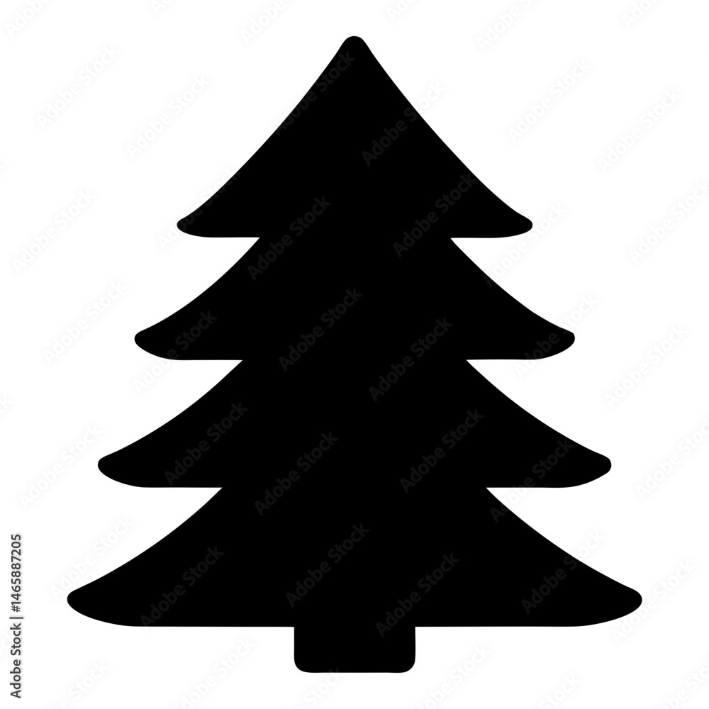 Obraz premium A simple black silhouette of a classic Christmas tree design