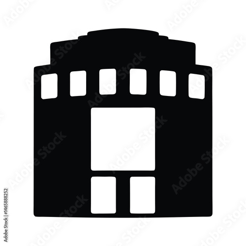 Silhouette of multistory building facade featuring repeating window patterns and architecture