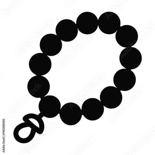 Elegant minimalist illustration of prayer beads or prayer rope of black color