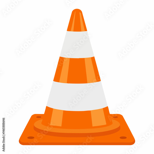 Traffic Cone with Reflective Stripes. Vector Image