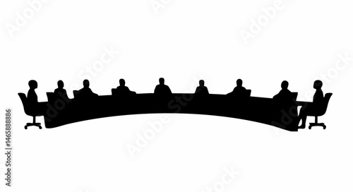 Silhouette of People at Conference Table. Vector Image