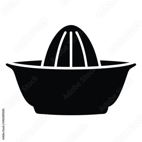 Black silhouette of a citrus juicer with a simple graphic design