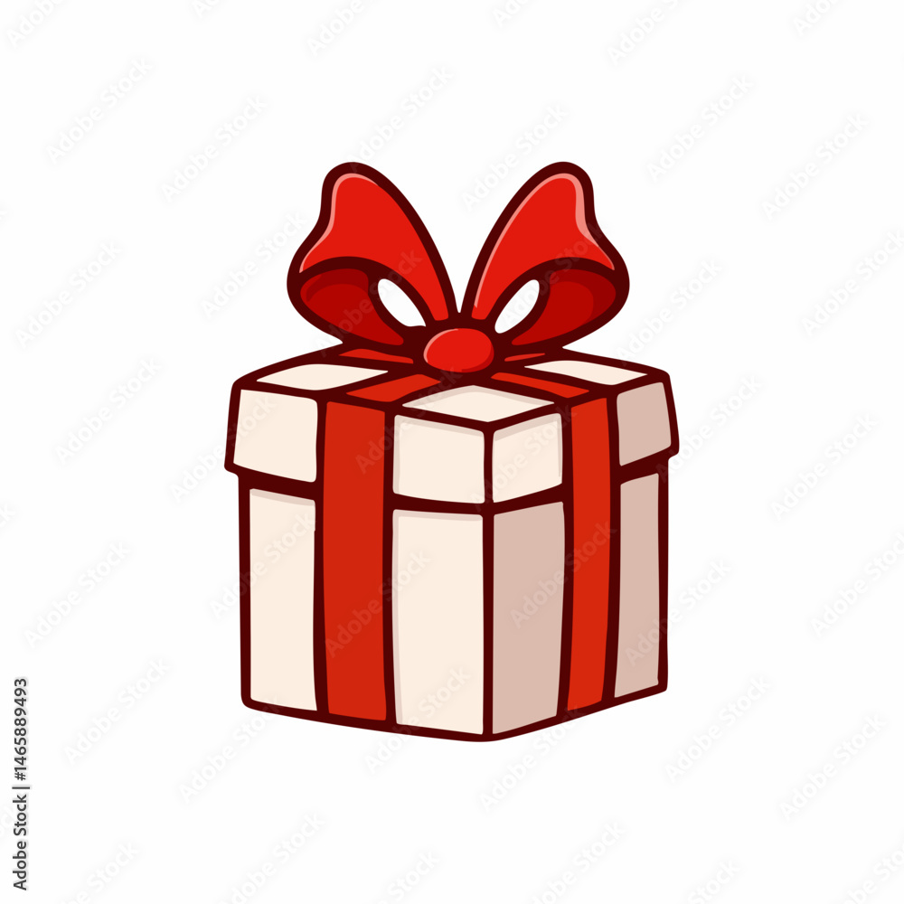 Obraz premium Gift Box with Red Ribbon. Vector Image
