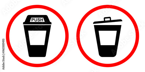 Bin signs, warning, keep clean, icon, red circle