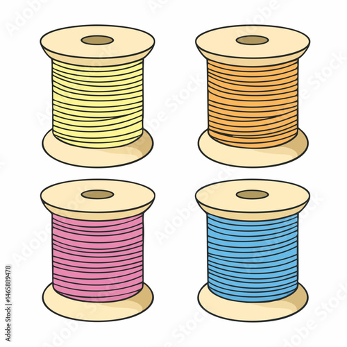 Four Spools of Thread. Vector Image