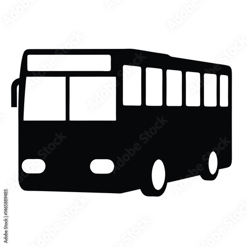 Simple black bus graphic illustration for transportation themes and cityscapes