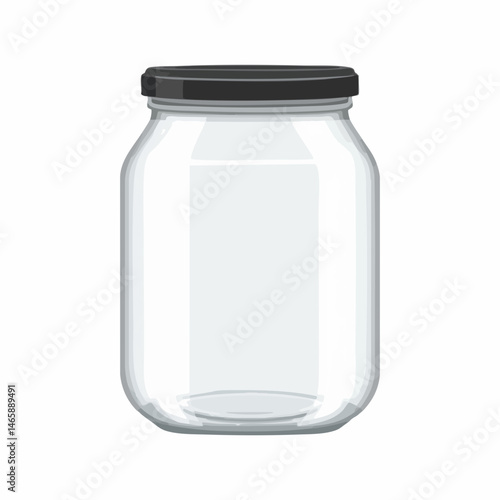 Glass Jar with Black Lid. Vector Image