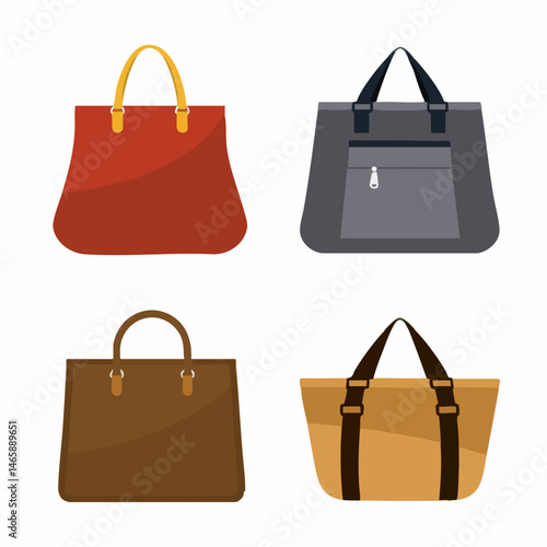 Collection of Handbags and Totes. Vector Image