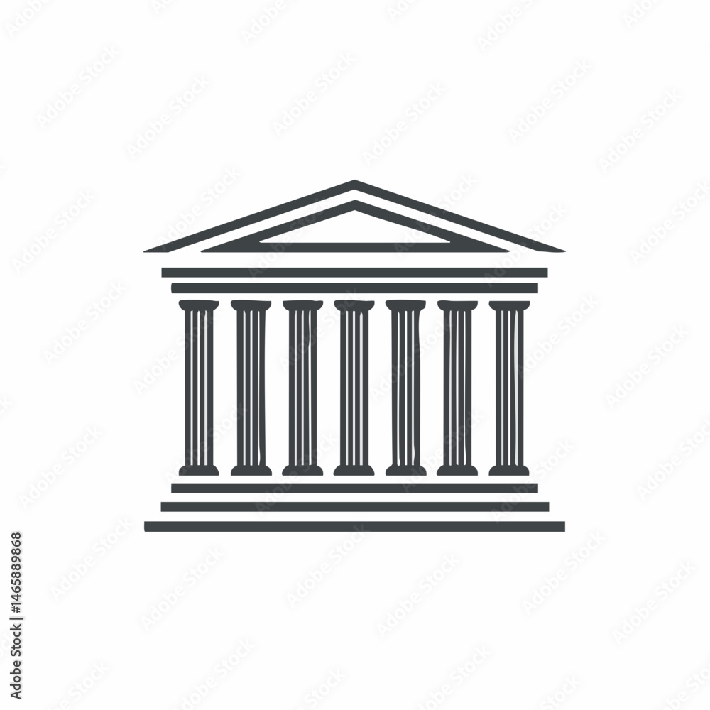 Obraz premium Classical Building Icon with Columns. Vector Image