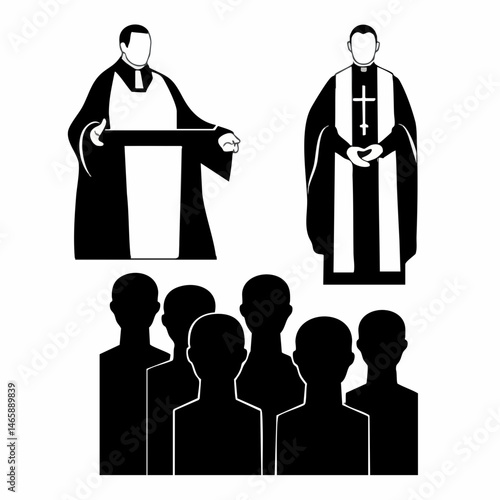 Clergyman addressing a congregation. Vector Image