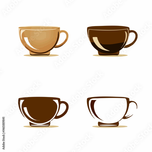 Collection of Coffee Cups Vector Graphics. Vector Image
