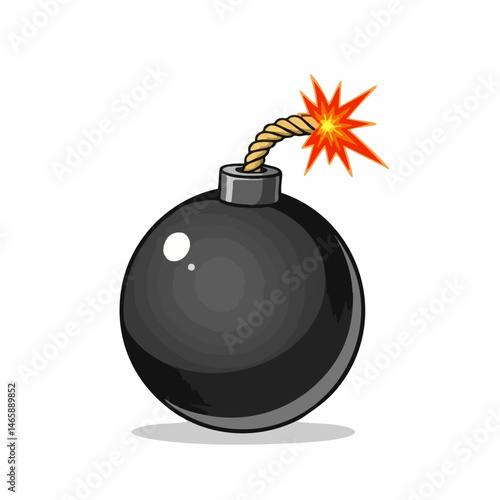 Burning Fuse Round Bomb Vector Graphic. Vector Image