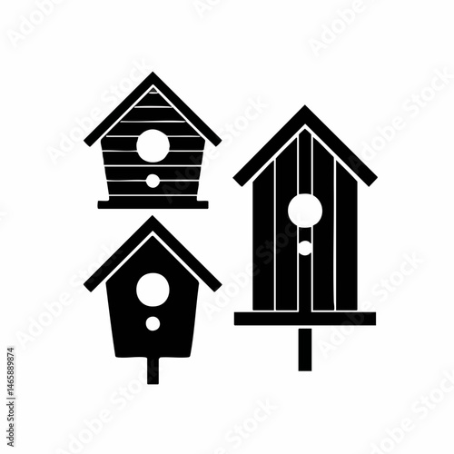 Birdhouse Icon Set. Vector Image