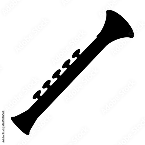 Silhouette of a clarinet musical instrument for orchestra band isolated on white