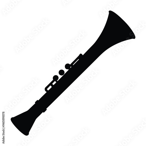 Silhouette of a Traditional Clarinet Musical Instrument for Orchestral Music