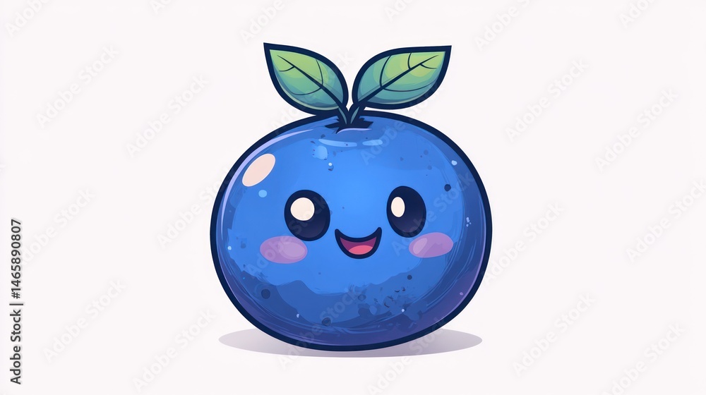 Obraz premium Cute blueberry cartoon fruit character