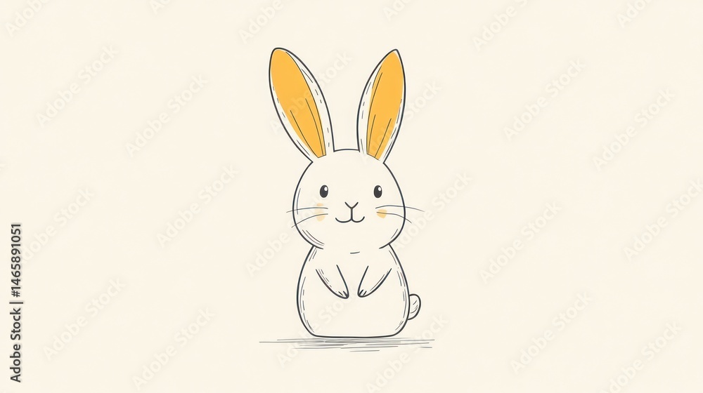 Fototapeta premium Cute cartoon bunny, simple design, ideal for children's books or cards