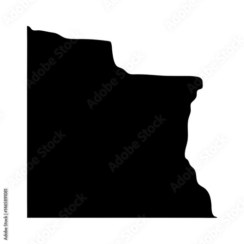 Cliff silhouette in black against white background suggestive of a precipice