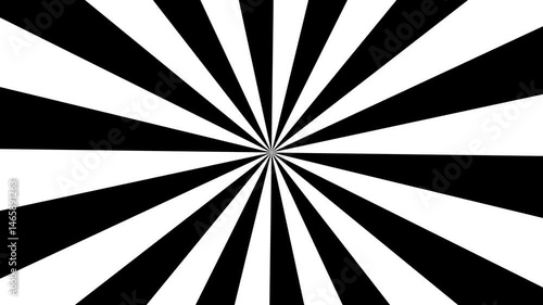 Black and white sunburst background animation with radial lines expanding outwards