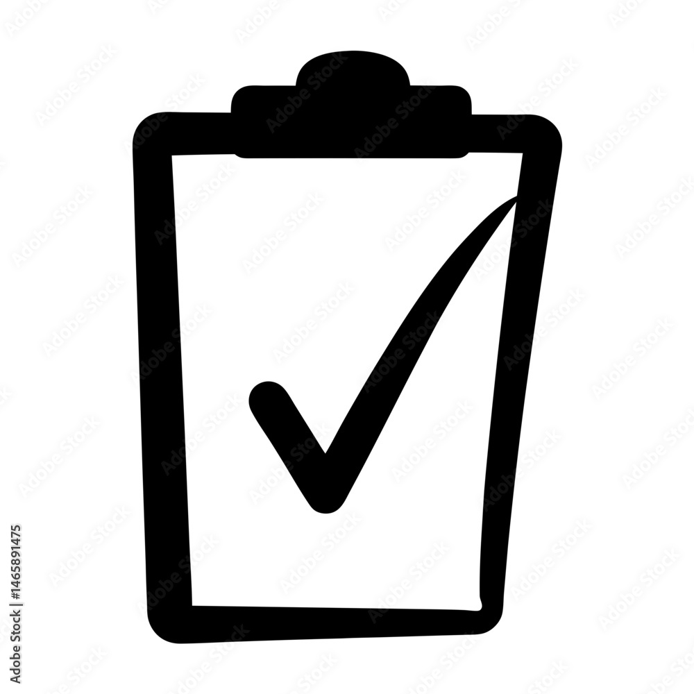 Black clipboard with check mark signifies approval and task completion concept Black clipboard with check mark signifies approval and task completion concept