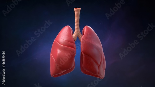 Obraz na płótnie Detailed illustration of human lungs on a cosmic background, highlighting their structure and anatomy. w salonie