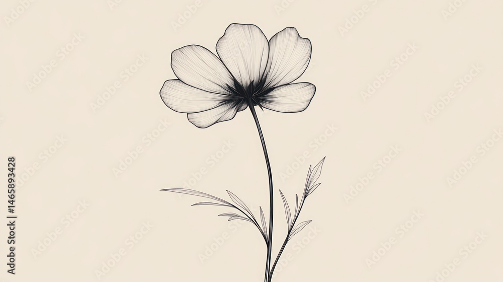 Naklejka premium Delicate Flower Illustration Against Soft Background