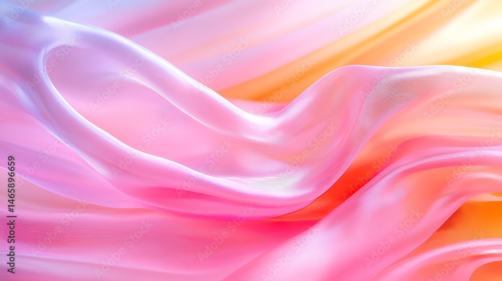 Obraz premium Abstract Silk Fabric Flowing with Pink and Yellow Hues