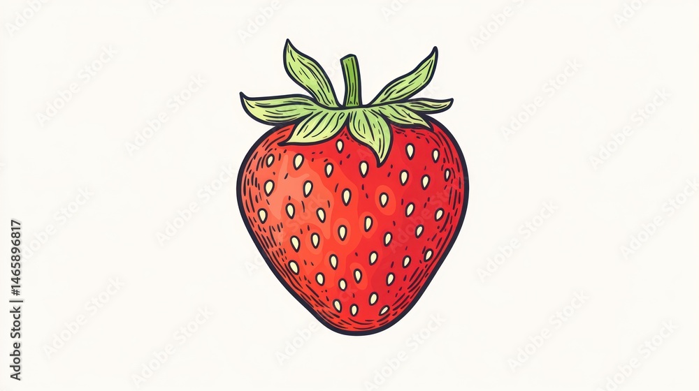 Fototapeta premium Hand drawn illustration of a ripe strawberry