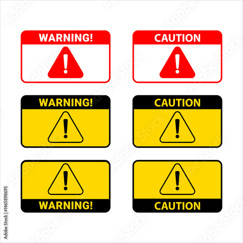 Free Download  Various Black and Yellow Warning Signs. Yellow Warning Sign Set. Vector Design on White Background Danger or Caution Sign. Vector illustration. - GFXLoad