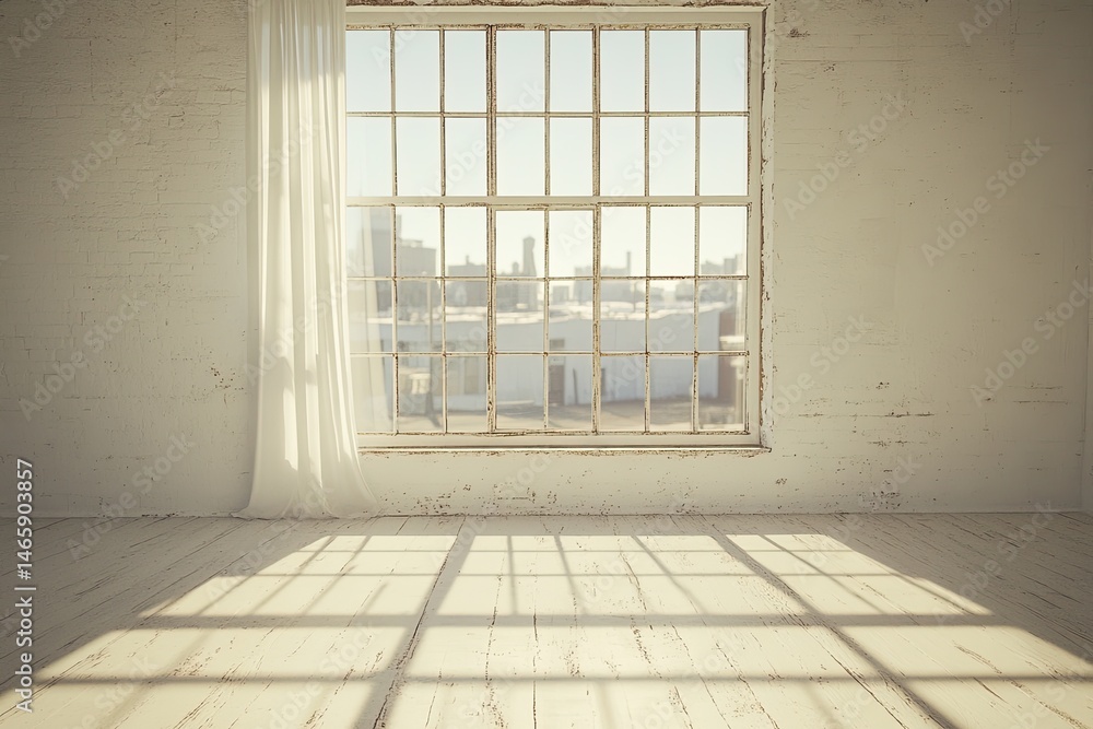 Empty room with large window Empty room with large window