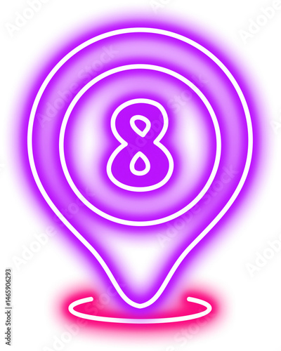 Location Pin Neon Number