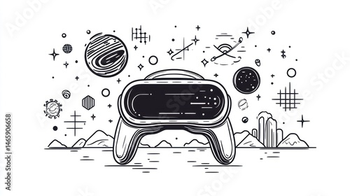 Obraz na płótnie VR headset in space landscape illustration w salonie