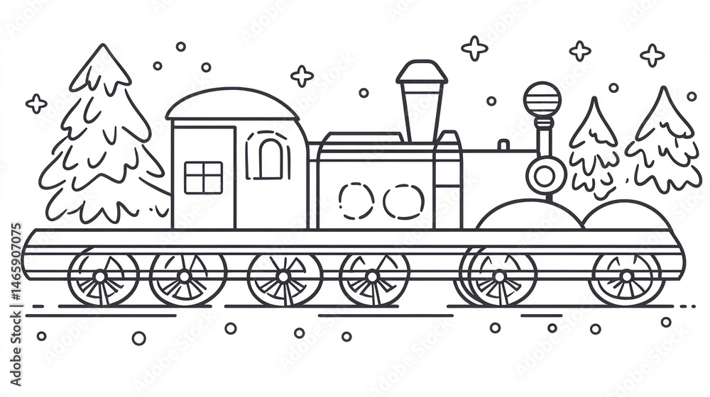 Winter Train in Snow-Covered Forest