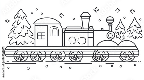 Obraz na płótnie Winter Train in Snow-Covered Forest w salonie
