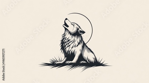 Obraz na płótnie Wolf howling at the moon, artistic illustration w salonie