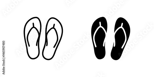 Vector icon set depicting flip flops, suitable for beach and summer designs.