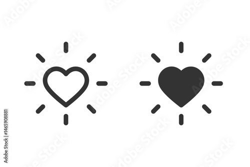Glowing heart icon set. Perfect for use in designs related to love, relationships, affection, and positive emotions. Ideal for web design, user interfaces, and graphic design projects