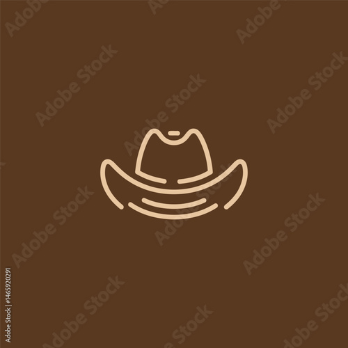 Cowboy hat logo in bold and minimal line art style.