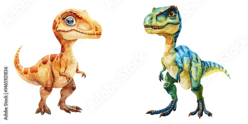 velociraptor watercolor vector illustration